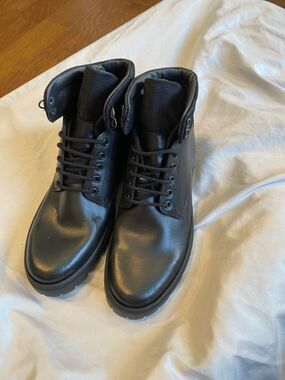 Bruno Magli Val 1 Derby Ankle Boots Men's 7 Black Leather Lace Up Round Toe S47